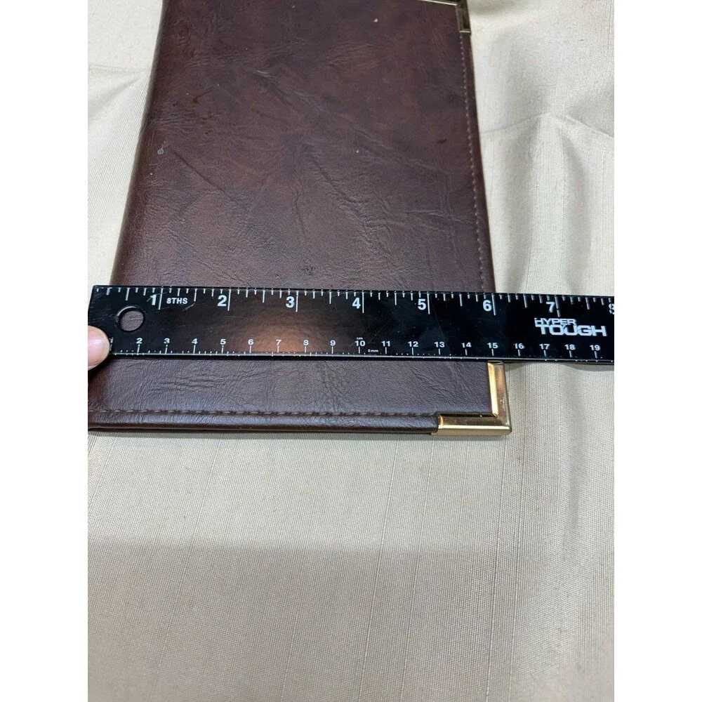 Vintage Hazel USA Leather Padfolio Brown Portfolio Gold Corners Junior Legal